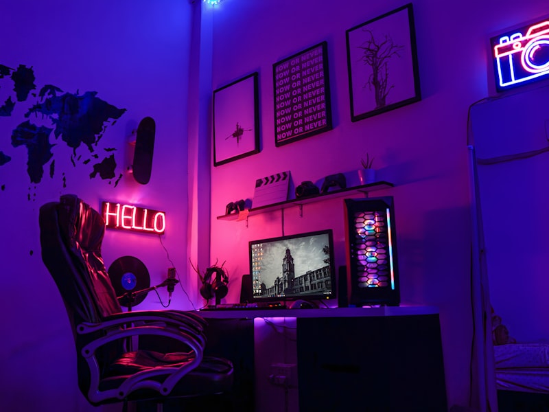 LAN event with rows of gaming stations